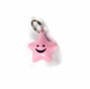 Pink Smiley Star Cat Collar Bell